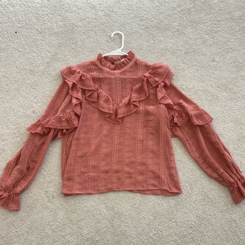Ruffled Coral Blouse